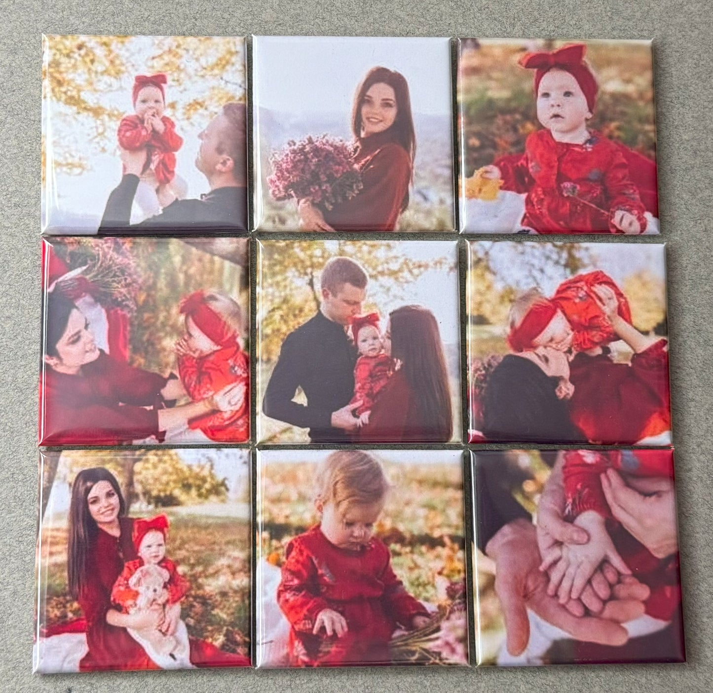 Set of 9 Personalised Photo Magnets – 5cm x 5cm